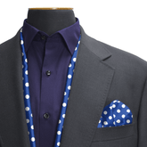 BLUE WITH WHITE  POLKA SILK SCARF & POCKET SQUARE SET